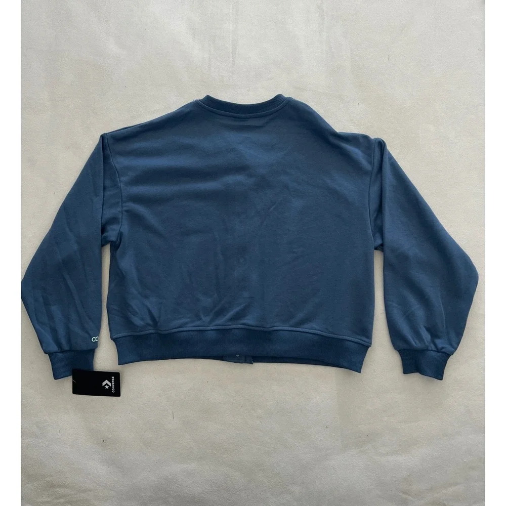 Converse Girls XL Slacker Blue Snap Front Varsity Cardigan Sweatshirt 4MH371-UFL